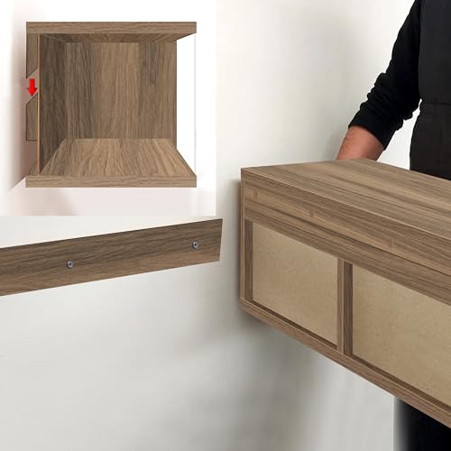 Atelier Mobili Floating TV Stand for Up to 80 Inch TVs – Wall Mounted Media Console with Handle-Free Doors – Modern Entertainment Center with Hidden Storage – White and Oak Finishes (Walnut) - color: Walnut