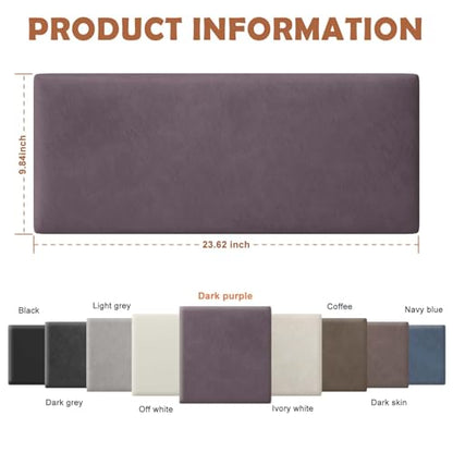 IFNOW Wall Mounted Headboard, Peel and Stick Panels, Dark Purple, Queen | Upholstered 3D Soundproof Acoustic Panels, Reusable and Removable, Padded Leather Bed Headboard, 6 Panels, 9.84" x 23.62" - color: Leather-dark Purple, size: Twin