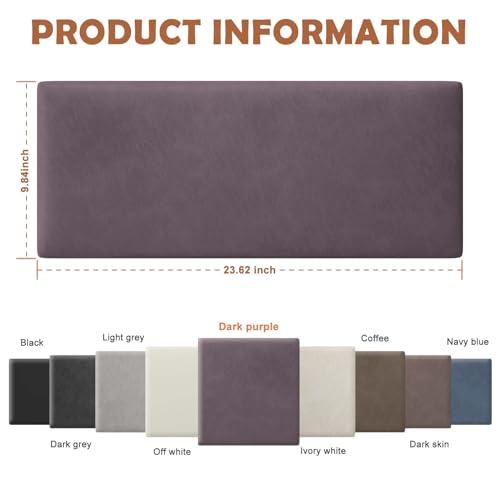 IFNOW Wall Mounted Headboard, Peel and Stick Panels, Dark Purple, King | Upholstered 3D Soundproof Acoustic Panels, Reusable and Removable, Padded Leather Bed Headboard, 12 Panels, 9.84" x 23.62" - color: Leather-dark Purple, size: King