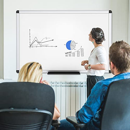 VIZ-PRO Dry Erase Board/Magnetic White Board, 48 X 32 Inches, Silver Aluminium Frame - size: 48"W x 32"H