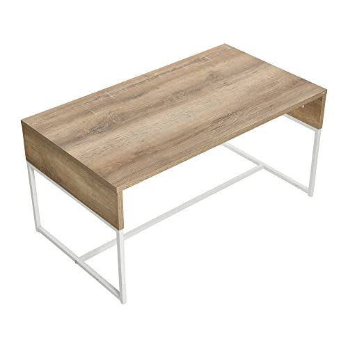 Household Essentials Coastal Oak & Iron Wrap Coffee Table - color: Coastal Oak Finish, style: Coffee Table