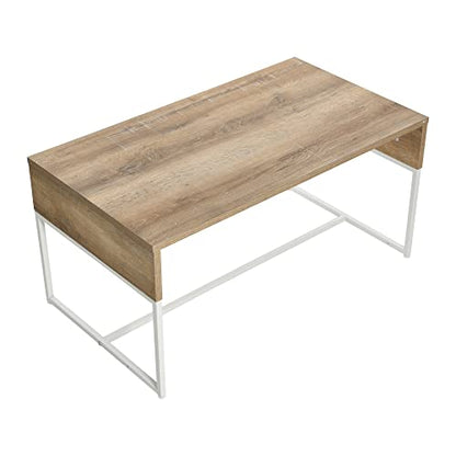 Household Essentials Coastal Oak & Iron Wrap Coffee Table - color: Coastal Oak Finish, style: Coffee Table