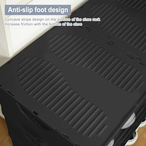 6-Tier Thickened Shoe Rack, Stackable Storage Organizer for Bedroom Entry, Adjustable Rack, Shoe Slots Shelf, Easy Tower Rack, Black - color: Black