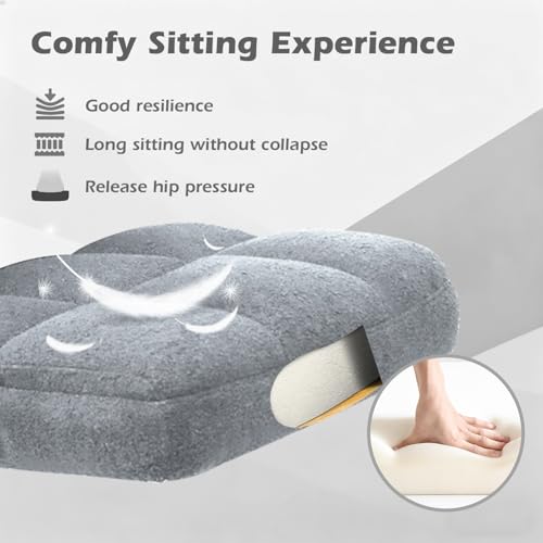 Home Office Chair with Wheels, Rolling Desk Chairs with Flip-up Armrest, Adjustable Office Computer Chair Teddy Fleece, Light Gray - color: Light Grey
