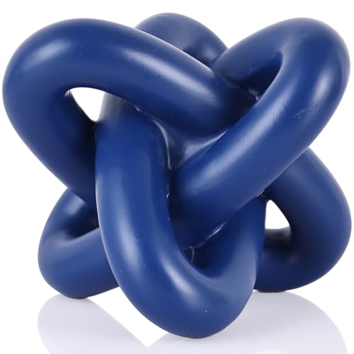 DOVDOV Blue Knot Sculpture, Three Knot Sculptures, Blue Home Decor Accents, Knot Sculptures for Rustic-Style Coffee Tables, Living Room Dining Tables, Entrance Hall Shelves, and Small Decorations. - color: Blue