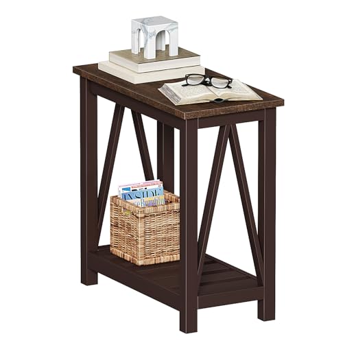 ChooChoo Farmhouse End Table, Narrow Side Table with Shelf | Slim Bedside Table ,Small Spaces, Rustic Nightstand, Living Room, Bedroom ,Espresso - color: Espresso, size: 1 Pack