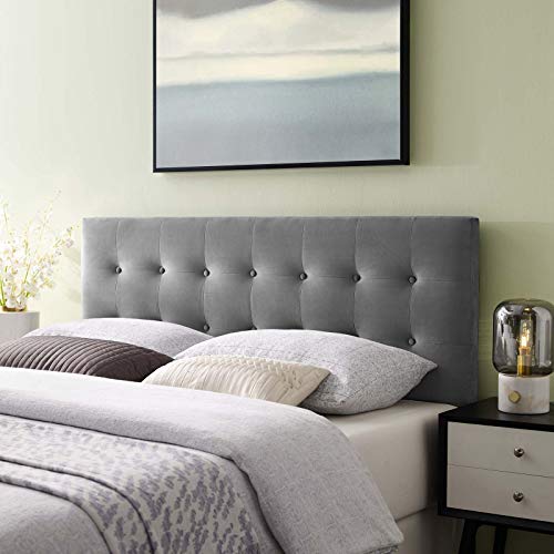 Modway Emily Queen Biscuit Tufted Performance Velvet Headboard, Gray - color: Gray, size: Queen