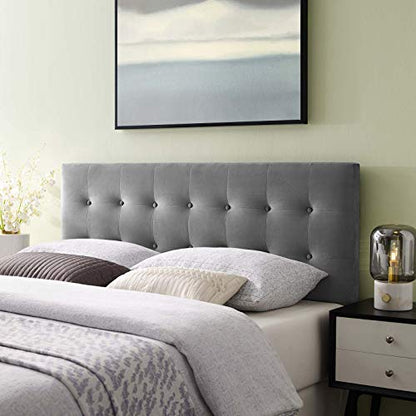 Modway Emily Queen Biscuit Tufted Performance Velvet Headboard, Gray - color: Gray, size: Queen