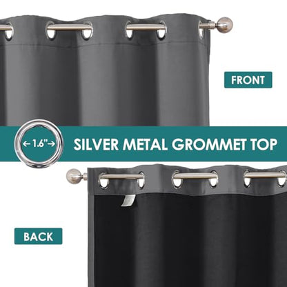 ChrisDowa 100% Blackout Curtains for Bedroom 63 Inches Long 2 Panels Set | 2 Thick Layers, Thermal Insulated, Light Blocking, Grommet, Window Treatment, Living Room Drapes, Grey, 38 x 63 Inch - color: Grey, size: 38"W x 63"L (Pack of 2)
