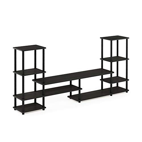 Furinno Turn-N-Tube TV Stand, Wide Open Frame Entertainment Center with Storage, TV Console with Tall Side Shelves for TV up to 48 Inch, for Living Room, Bedroom, Espresso - color: Espresso, style: 78 Inch - 9 Tiers