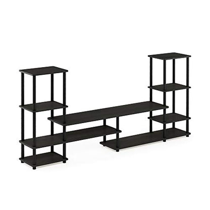 Furinno Turn-N-Tube TV Stand, Wide Open Frame Entertainment Center with Storage, TV Console with Tall Side Shelves for TV up to 48 Inch, for Living Room, Bedroom, Espresso - color: Espresso, style: 78 Inch - 9 Tiers