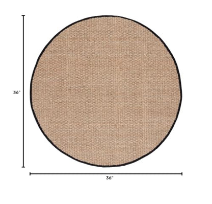 Safavieh Area Rug 3' Round - Natural Fiber Collection - Natural & Black, Seagrass, Basketweave Pattern with Border (NF114C) - color: Natural/Black, size: 3' (Round)