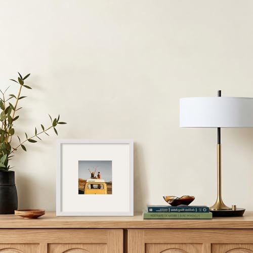 8x8 Frame Set of 9, 8 by 8 Square Picture Frames with Plexiglass for Picture 4x4 with Mat or 8x8 without Mat, Art Collage for Wall Gallery and Tabletop Display, 8 x 8 Photo Frame White - color: White, size: 8x8