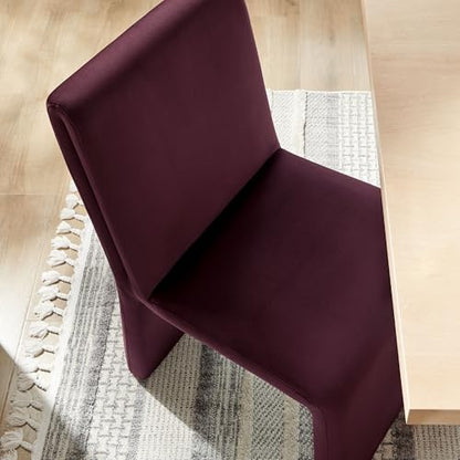 Modway Emory Upholstered Dining Side Chair in Mulberry - Single Armless Slipper Chair - Padded Performance Velvet Accent for Dining Room, Kitchen - color: Mulberry