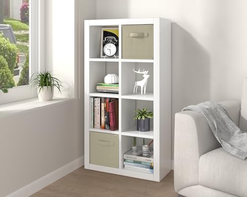 furtble Bookshelf 8-Cube Storage Organizer, Modern Wood Open Bookcase, Multifunctional Display Shelf for Living Room, Bedroom, Home Office, White - color: White, size: 8 cube