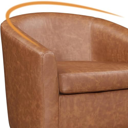 Yaheetech Accent Chairs with Ottoman Set of 2, Faux Leather, Brown | Water-resistant Faux Leather Chairs with High-density Foam and Solid Wood Legs for Living Room, Waiting Room, Small Space - color: Brown(faux Leather), style: with Ottoman