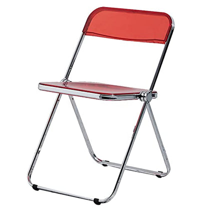 Stackable Transparent Dining Chair - Metal Frame, Plastic Accent Chair for Kitchen, Living Room, Bedroom - Space Saving, Stylish Design，Red 47x48x76cm(19x19x30inch) - color: Red