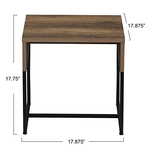 Household Essentials Ashwood Wrap End Table with Black Iron Base - color: Ashwood, style: End Table