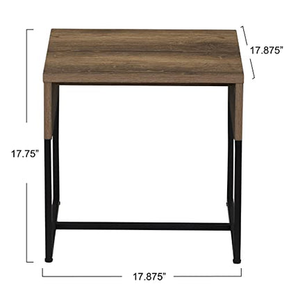 Household Essentials Ashwood Wrap End Table with Black Iron Base - color: Ashwood, style: End Table