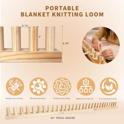 Chunky Blanket Loom - Loom for DIY Throw Blankets, Adjustable Size Hand Knitting Yarn Chunky,No Needles Required,Beginner Friendly Yarn Craft (64Inch) - size: 64Inch