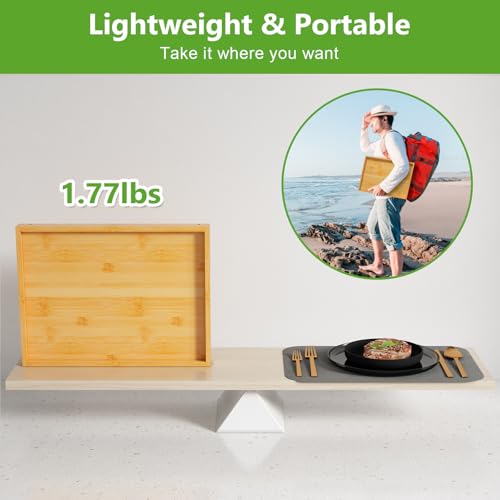 Youpehom Bamboo Bed Tray Tables with Folding Legs, Medium, 4-Pack, Bamboo | Four bamboo bed trays with folding legs and handles for family meals, guests, reading, laptop use and everyday serving. - color: Bamboo-4 Pack, size: Medium