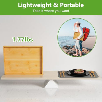 Youpehom Bamboo Bed Tray Tables with Folding Legs, Medium, 4-Pack, Bamboo | Four bamboo bed trays with folding legs and handles for family meals, guests, reading, laptop use and everyday serving. - color: Bamboo-4 Pack, size: Medium