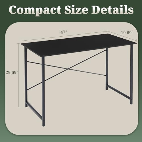 48 Inch Computer Desk, Writing Desk for Home Office Study Workspace | 265 lb Capacity, Reinforced X-Frame, Waterproof MDF Top, Scratch-Resistant Surface, Easy Assembly, Black - color: Black, size: 48 Inch