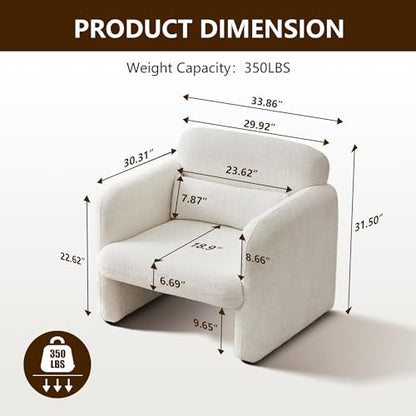 33.9'' Upgrade Fabric Accent Chair with Arms, Modern Single Sofa Chair Armchair Upholstered Comfy Reading Arm Chair for Bedroom, Living Room - color: Beige, size: 30.31"D x 33.9"W x 31.5"H
