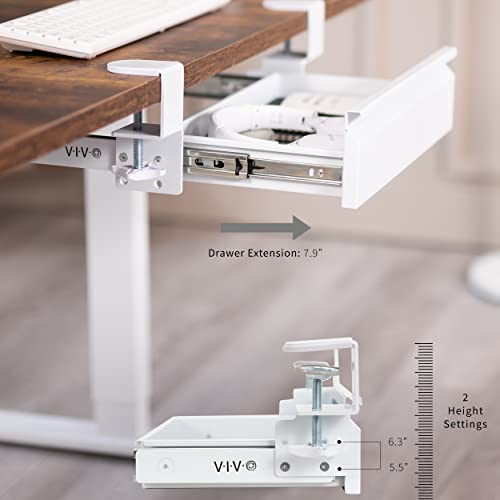 VIVO 16 inch Clamp-On Sliding Pull-out Drawer without Shell for Office Desk, Storage Organizer for Sit Stand Workstation, White, DESK-AC03C-W