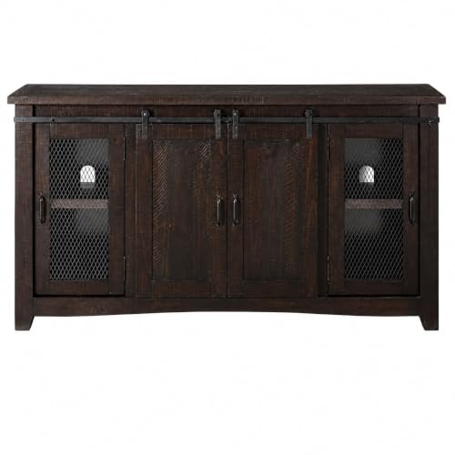 Martin Svensson Home Rustic 65" Wood Entertainment Center, Espresso | Solid Pine, TV Stand, Sliding Doors, Adjustable Shelves & Cable Management, for TVs up to 70" - color: Espresso