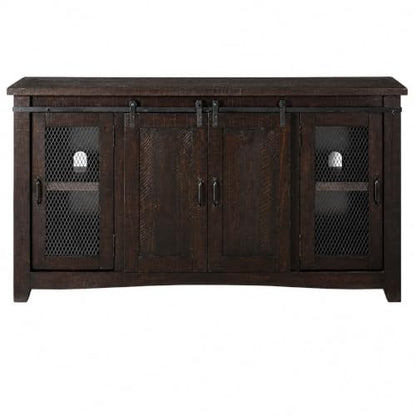 Martin Svensson Home Rustic 65" Wood Entertainment Center, Espresso | Solid Pine, TV Stand, Sliding Doors, Adjustable Shelves & Cable Management, for TVs up to 70" - color: Espresso