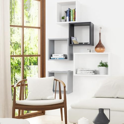 Cube Shelves Set2, Black Display Shelves Wall Mount 7.75" D x 12.5" W x 12.5" H, (Black, Square 2 Cubes) - color: Black, size: Square-Set2