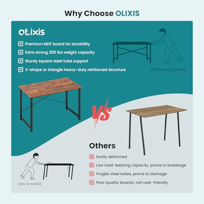 OLIXIS Small Computer Desk, Writing Desk, Home Office, 32 Inch | Study Table, X-Shaped Metal Frame, Scratch-Resistant Tabletop, Bedroom Spaces Setup, Rust - color: Sleek Rust, size: 32 Inch