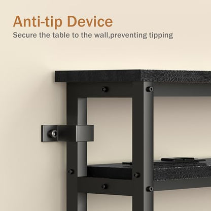 Keelian 78 Inch Double-Layer Narrow Console Sofa Table with 2 Power Outlets &4 AC Plugs&4 USB Ports, 4.9' Extension Cord Included, Behind Couch Table for Living Room/Office Easy Assembly - Black