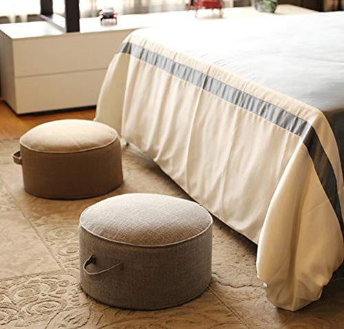 Round Pouf Foot Stools Comfortable Ottoman Floor Seat Cushion Movable Foot Rest Washable Case for Living Room, (Coffee) - color: Coffee