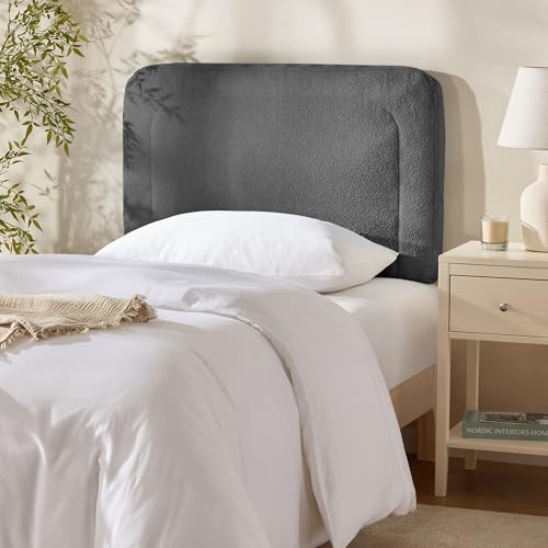 Hearth & Harbor Wall Mounted Twin Headboard Only, Bed Headboard Twin Size | Easy Assemble, Floating Peel & Stick, Upholstered Boucle, 3D Stitched Wall Panels, 5 Strips of 3M Tape Included, Grey - color: 05-grey, size: Twin