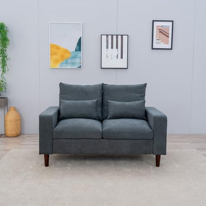 Panana Small Loveseat Sofa Upholstered Couch Modern Linen 2 Seater Love Seats for Living Room, Apartment, Small Space, Grey