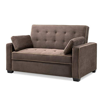 Serta Ainsley 72.6" Convertible Sleeper Sofa, Queen Size, Dreamcoil Comfort, Soft Woven Fabric, Java - color: Java, size: Queen Sofa