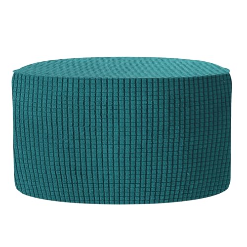 uxcell Ottomen Cover Round, Jacquard Ottomen Slipcover with Elastic Bottom Fit 76cm-104cm /29.9"-40.9" Diameter, Stretchable Footrest Stool Covers for Furniture Protector, Deep Water Blue - color: Deep Water Blue, size: 76cm-104cm/29.9"-40.9"