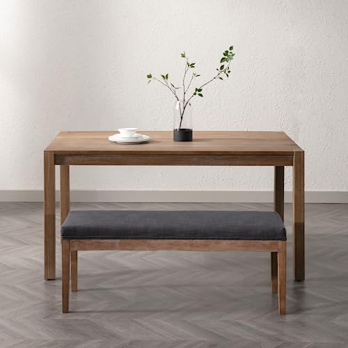 Linen Dining Bench Upholstered Entryway Bench Farmhouse Shoe Bench Seat Ottoman for Hallway Living Room Bedroom End of Bed Dining Room Kitchen, 45.5" Long, Charcoal - color: Linen, Charcoal
