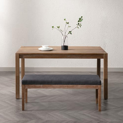 Linen Dining Bench Upholstered Entryway Bench Farmhouse Shoe Bench Seat Ottoman for Hallway Living Room Bedroom End of Bed Dining Room Kitchen, 45.5" Long, Charcoal - color: Linen, Charcoal