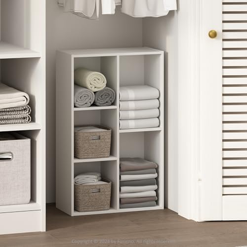 Furinno Reed Closet Organizers and Storage, 5-Cube Reversible Closet Shelves, Closet Organization Shelf, 9.4 x 19.5 x 31.5, for Bedroom, Closet, White - color: White, size: 5-Cube