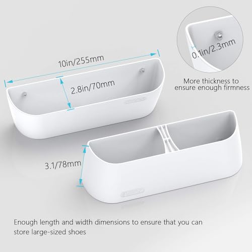 Wall Mounted Shoes Rack 6Pack with Sticky Hanging Strips, Plastic Shoes Holder Storage Organizer,Door Shoe Hangers (SM03-White-6) - color: SM03-White-6