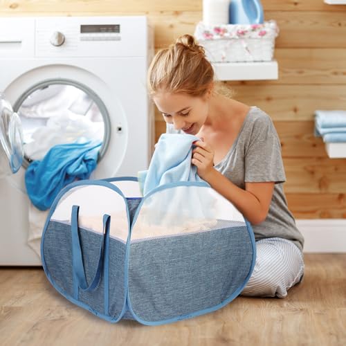2 Pack Collapsible Laundry Baskets, 90L Large Foldable Laundry Basket, Pop Up Hampers for Laundry, Dirty Clothes Laundry Hamper for Bedroom, Bathroom, Dorm, Laundry Room, Travel or Camping Blue - color: 2xBlue