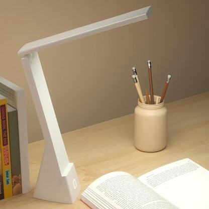 LED Desk Lamp with USB Charging Port, Adjustable Brightness and Touch Control, Foldable Home Office Table Lamp for Reading and Work