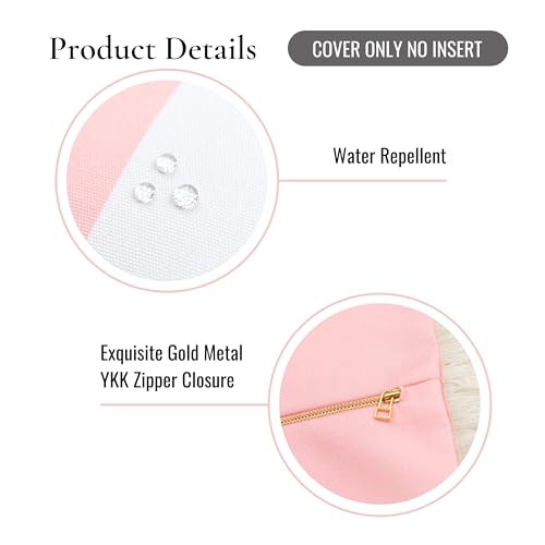 Hofdeco Premium Coastal Patio Indoor Outdoor Pillow Cover Only, 20"x20" Water Repellent for Backyard, Couch, Blush Pink Stripe Fringe - color: Blush Pink Stripe 20"x20"