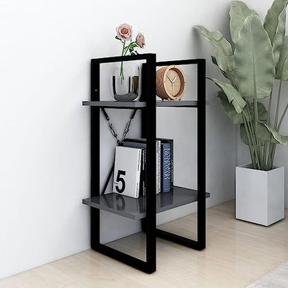 Industrial Gray 2-Tier Book Cabinet, 15.7x11.8x27.6 Inch Small Bookshelf, Engineered Wood Bookcase for Home Office - color: Grey, size: 1 & 27.6"