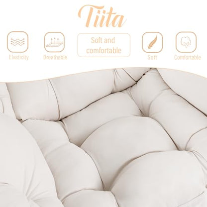 Lazy Chair with Ottoman, Comfy Reading Accent Chair, Beige | Foldable Footrest, Padded Seat and Backrest, Side Pocket for Lounging in Living Rooms, Bedrooms, Dorms and Small Spaces - color: Peach Skin Beige