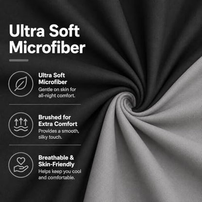 EVOLIVE Microfiber ReversibleComforter Full/Queen (Black/Grey) | Soft brushed microfiber with down-alternative fill offers medium-weight warmth, box stitching, and easy machine care. - color: Black/Grey, size: Full/Queen