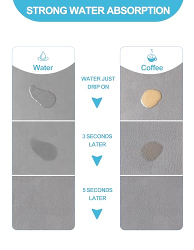 Dish Drying Mat for Kitchen Counter, 12"x19" Pad with Rubber Backed (Grey) | Hide Stain Anti Absorbent for Kitchen Counter, Non-slip Drying Mat for Coffee Machine Dish Rack - size: 12" x 19"